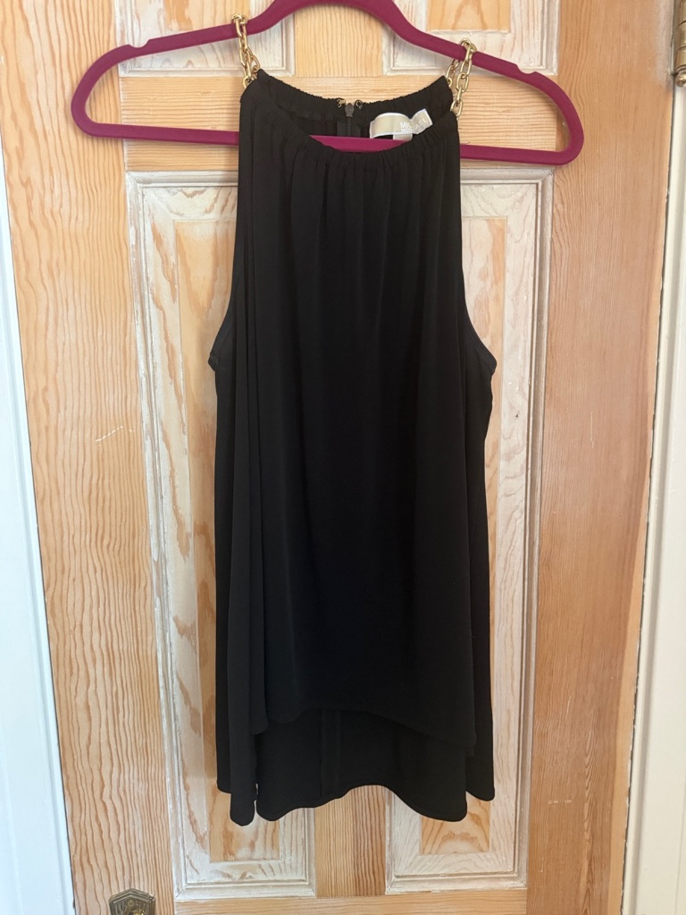 Michael Kors Black Sleeveless Top with Pink Accent